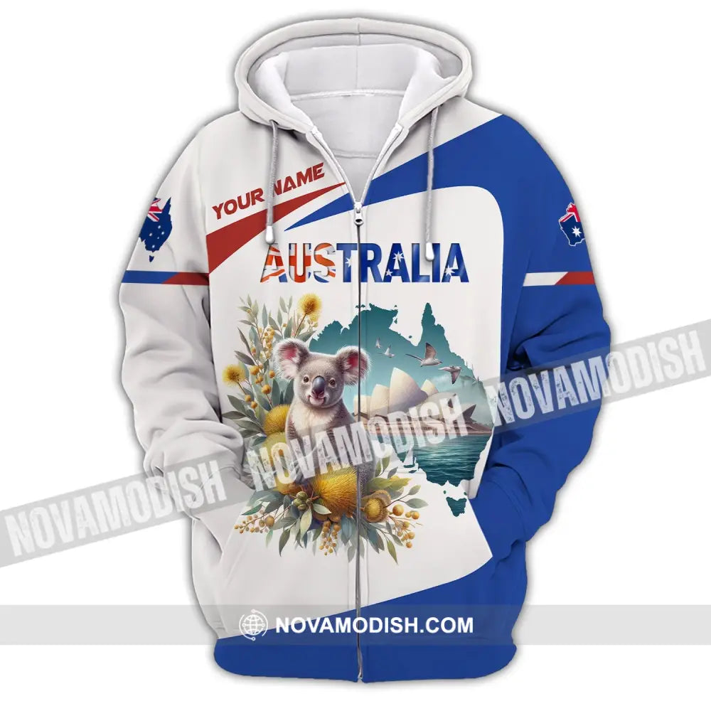 Unisex Shirt Custom Name Australia Polo Long Sleeve Australian Gift Zipper Hoodie / S T-Shirt