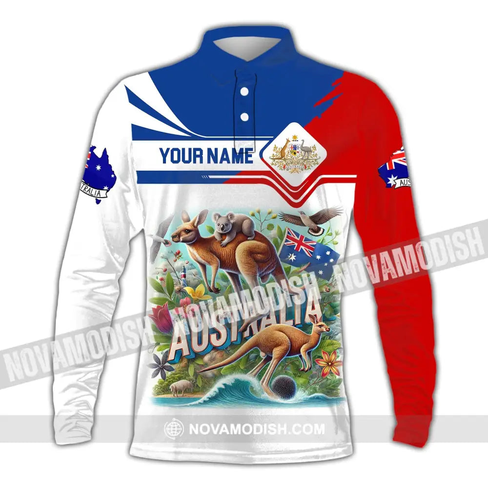 Unisex Shirt Custom Name Australia Polo Long Sleeve Gift / S T-Shirt