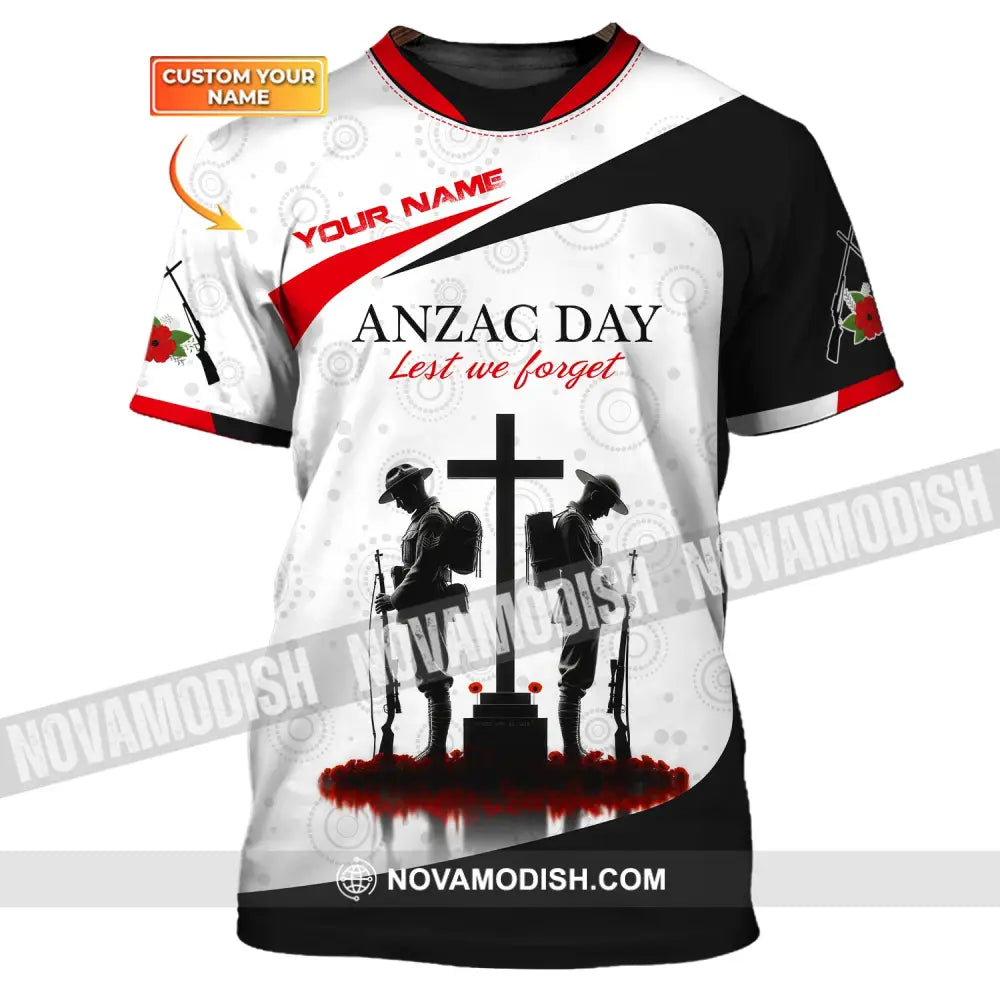 Unisex Shirt Custom Name Australia T-Shirt Anzac Day Remembrance