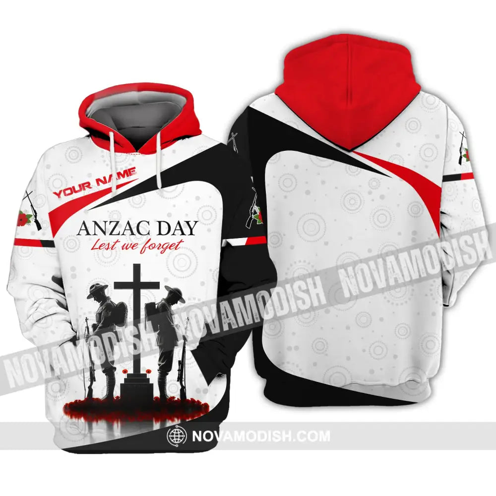 Unisex Shirt Custom Name Australia T-Shirt Anzac Day Remembrance Hoodie / S