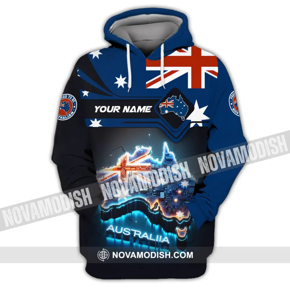 Unisex Shirt Custom Name Australia T-Shirt Proud To Be Australian Hoodie / S