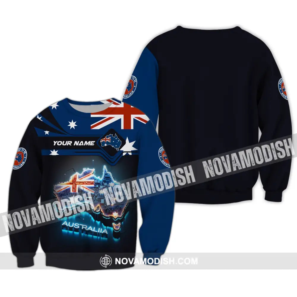 Unisex Shirt Custom Name Australia T-Shirt Proud To Be Australian Long Sleeve / S