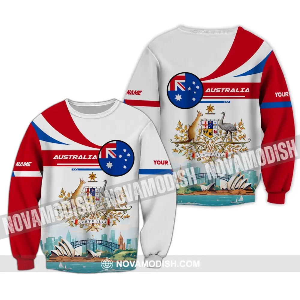 Unisex Shirt Custom Name Australia T-Shirt Sydney Harbour Bridge Long Sleeve / S