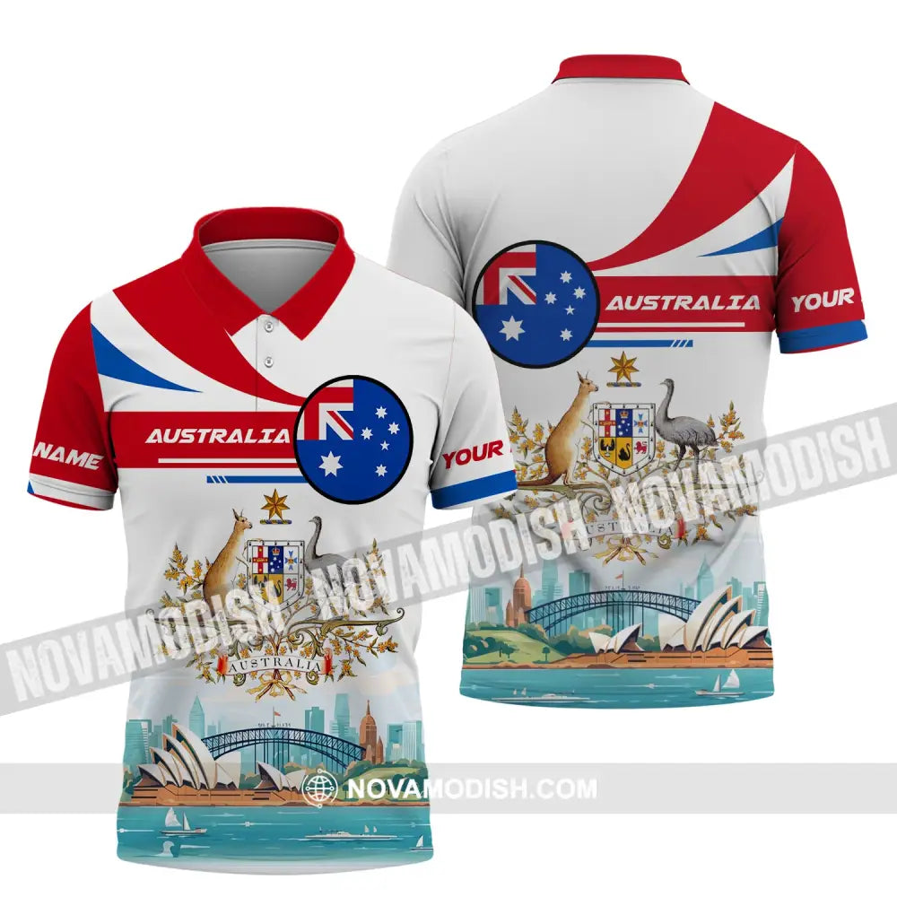 Unisex Shirt Custom Name Australia T-Shirt Sydney Harbour Bridge Polo / S