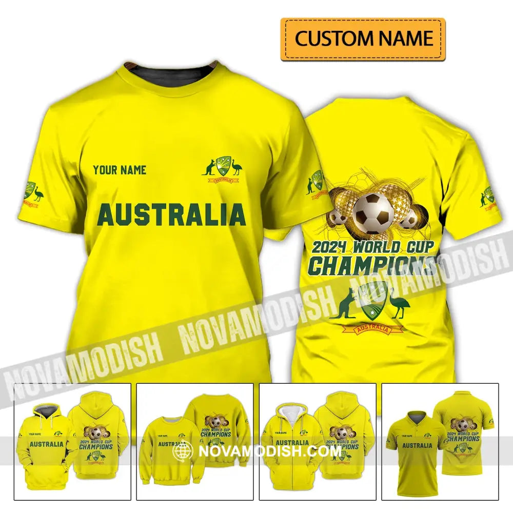 Unisex Shirt - Custom Name Shirt - Australian Cricket Team Champions ICC World Cup Shirt T-shirt