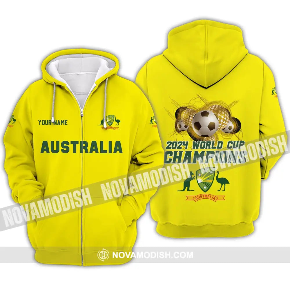 Unisex Shirt - Custom Name Shirt - Australian Cricket Team Champions ICC World Cup Shirt Zipper Hoodie / S T-shirt