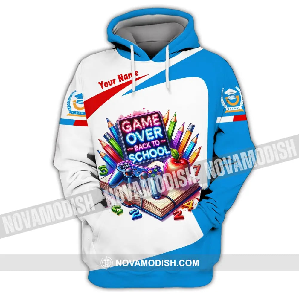 Unisex Shirt Custom Name Back To School Game Over Polo Long Sleeve For Students Hoodie / S T-Shirt
