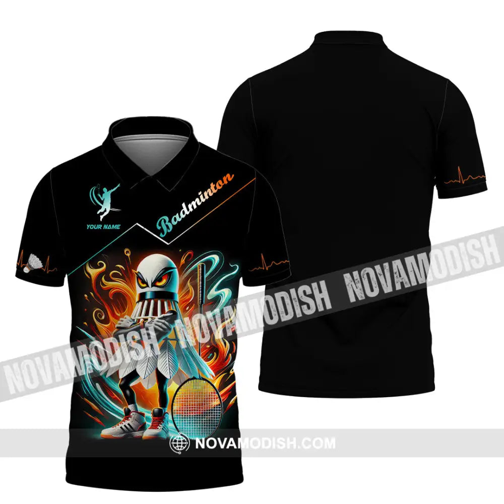 Unisex Shirt Custom Name Badminton Lover Gift Polo / S T-Shirt