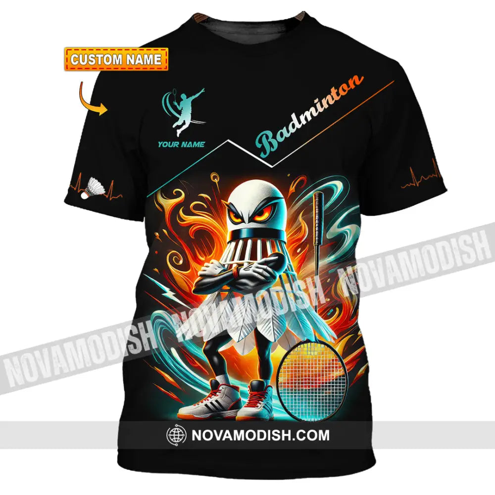 Unisex Shirt Custom Name Badminton Lover Gift T-Shirt