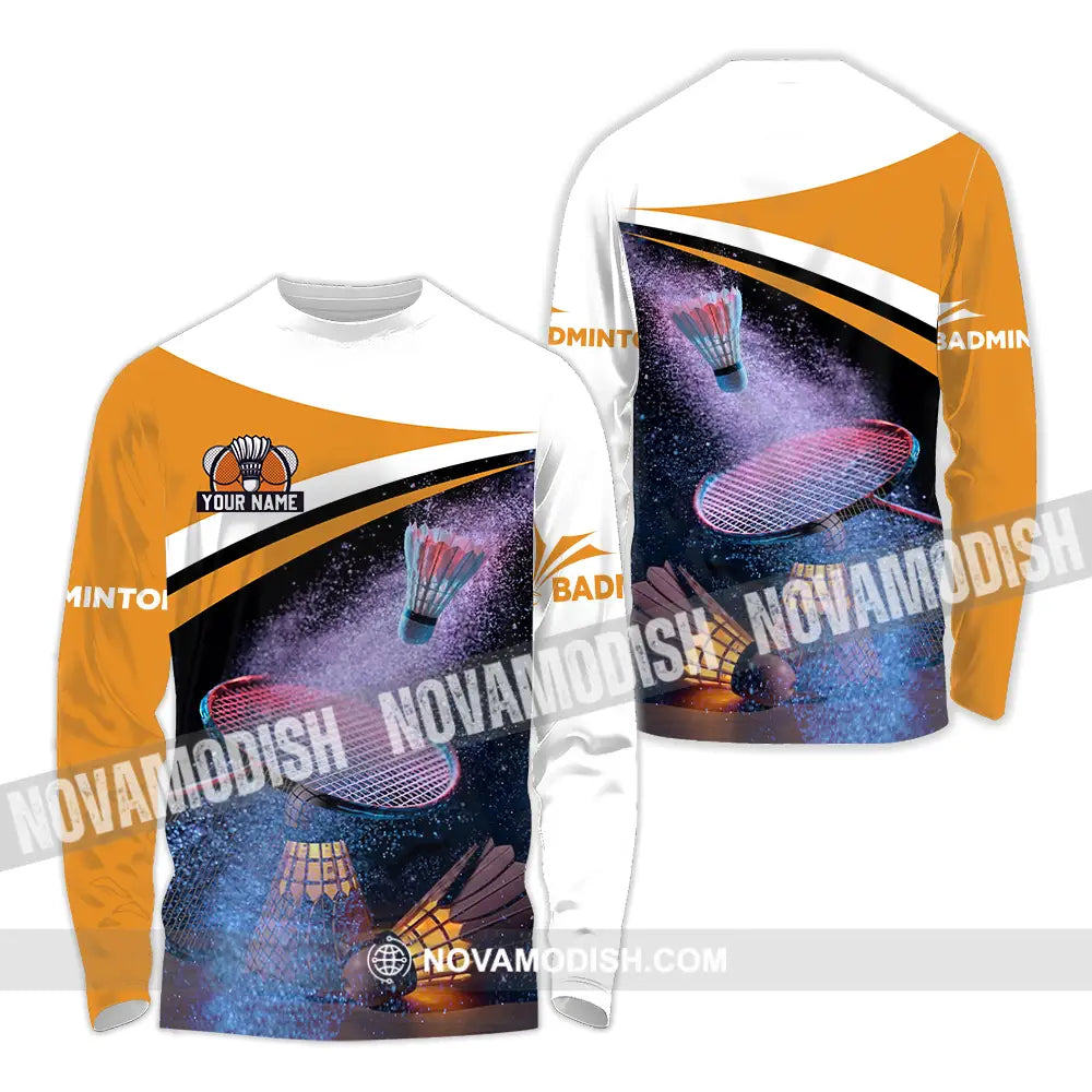 Unisex Shirt - Custom Name Badminton Player Shirt Long Sleeve Shirt / S T-shirt