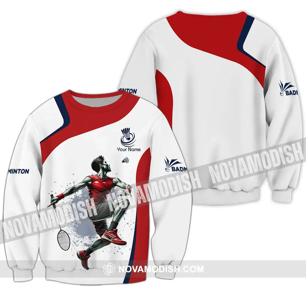 Unisex Shirt - Custom Name Badminton Player Shirt Playing Long Sleeve / S T-shirt