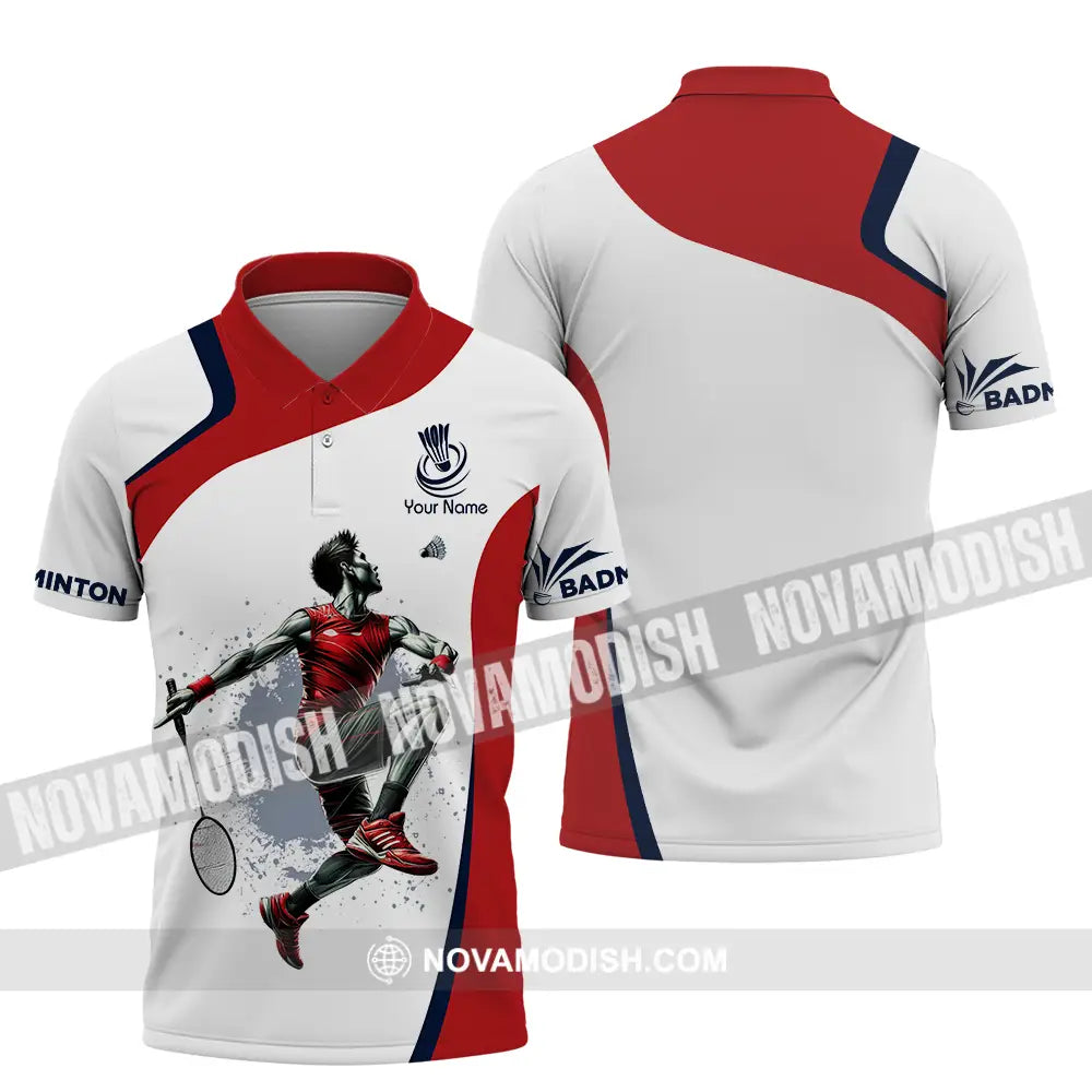 Unisex Shirt - Custom Name Badminton Player Shirt Playing Polo Shirt / S T-shirt