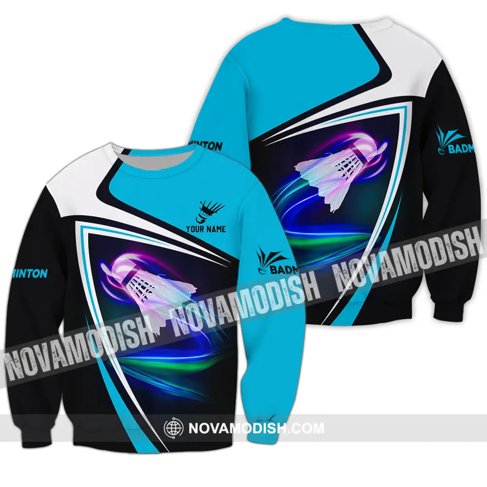 Unisex Shirt - Custom Name Badminton Player Shirt Shuttlecock Long Sleeve / S T-shirt