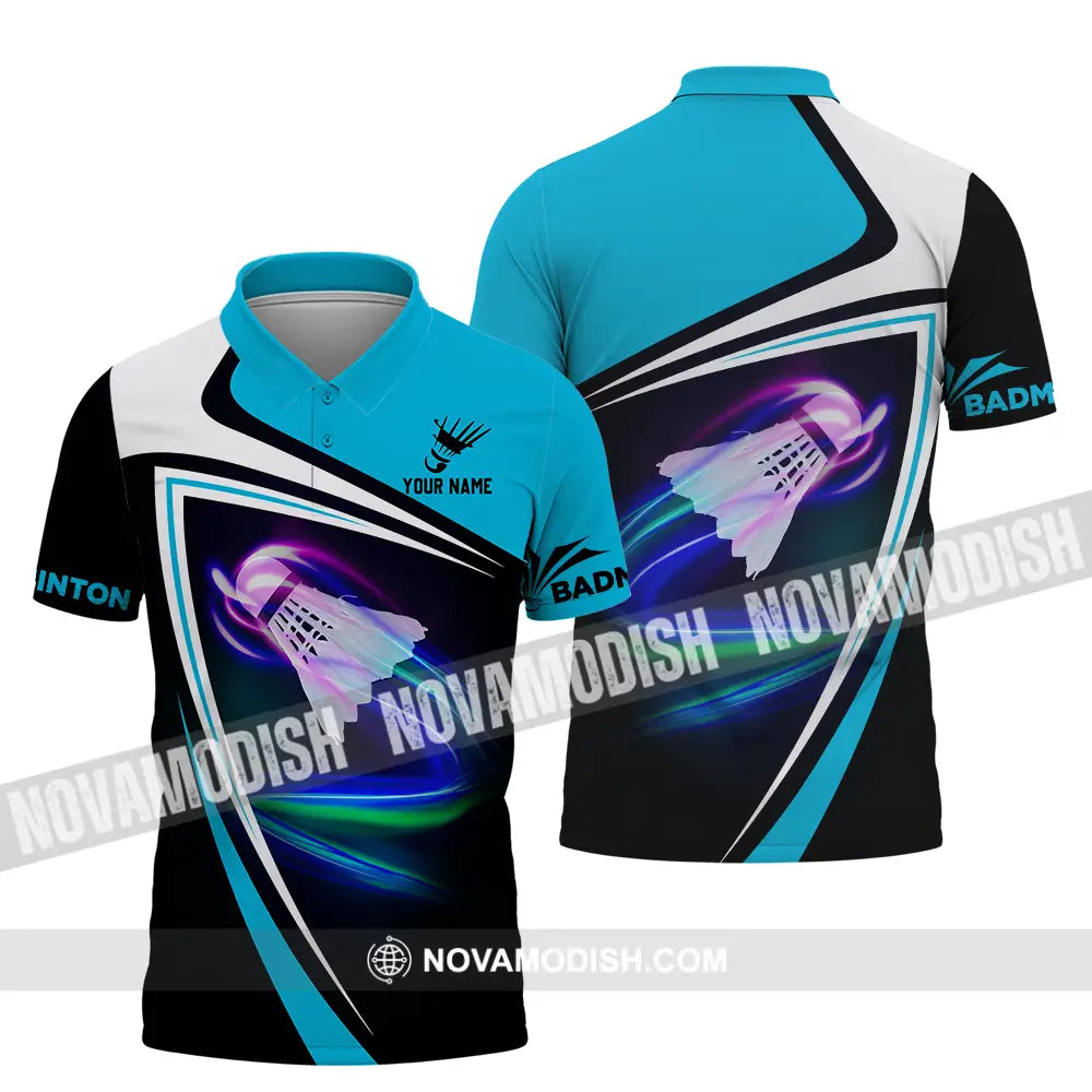 Unisex Shirt - Custom Name Badminton Player Shirt Shuttlecock Polo Shirt / S T-shirt