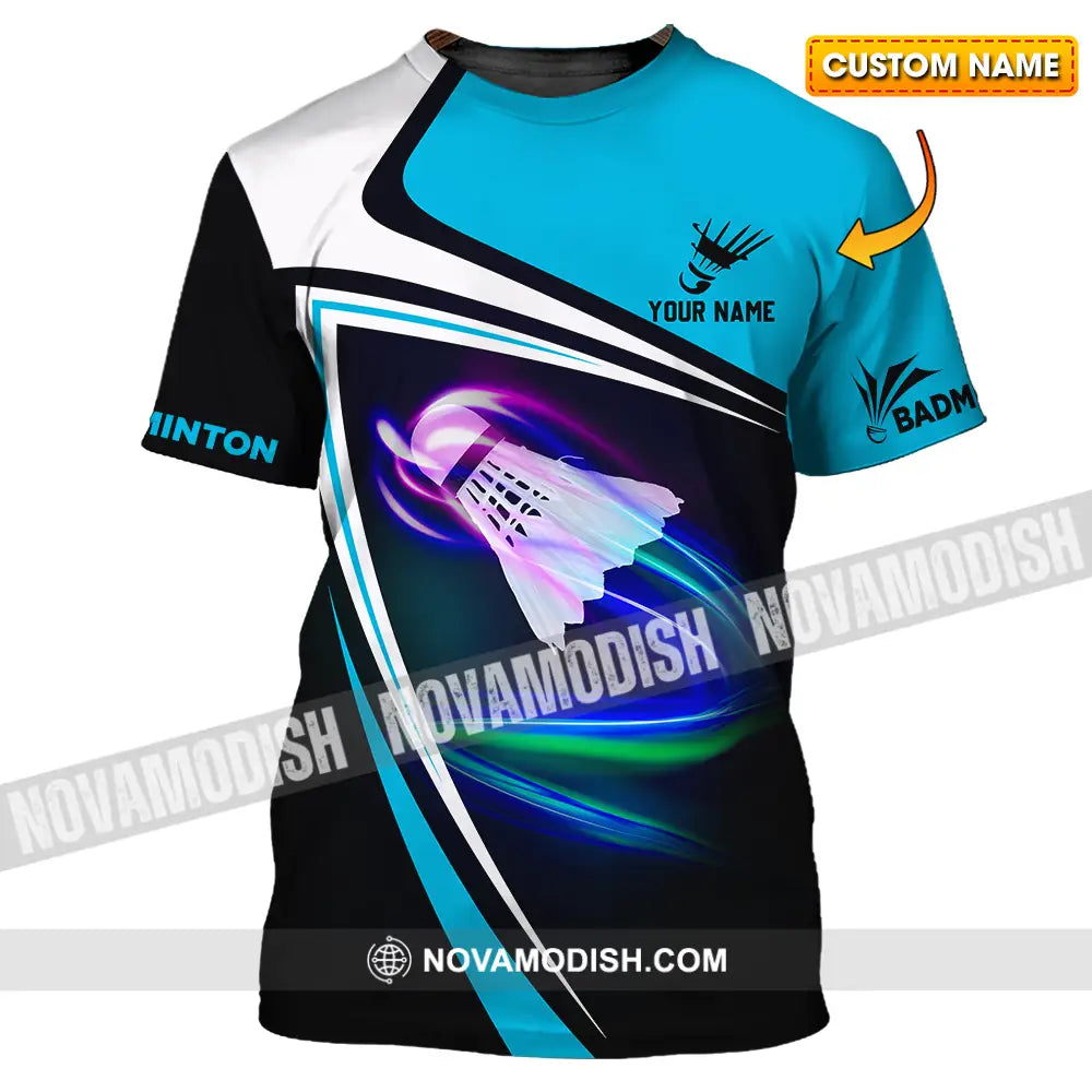 Unisex Shirt - Custom Name Badminton Player Shirt Shuttlecock T-shirt