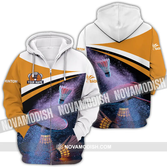 Unisex Shirt - Custom Name Badminton Player Shirt Zipper Hoodie / S T-shirt