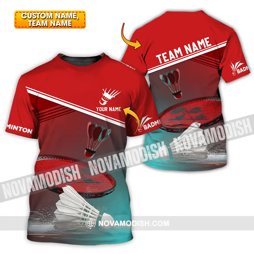 Unisex Shirt - Custom Name Badminton Shirt T-shirt