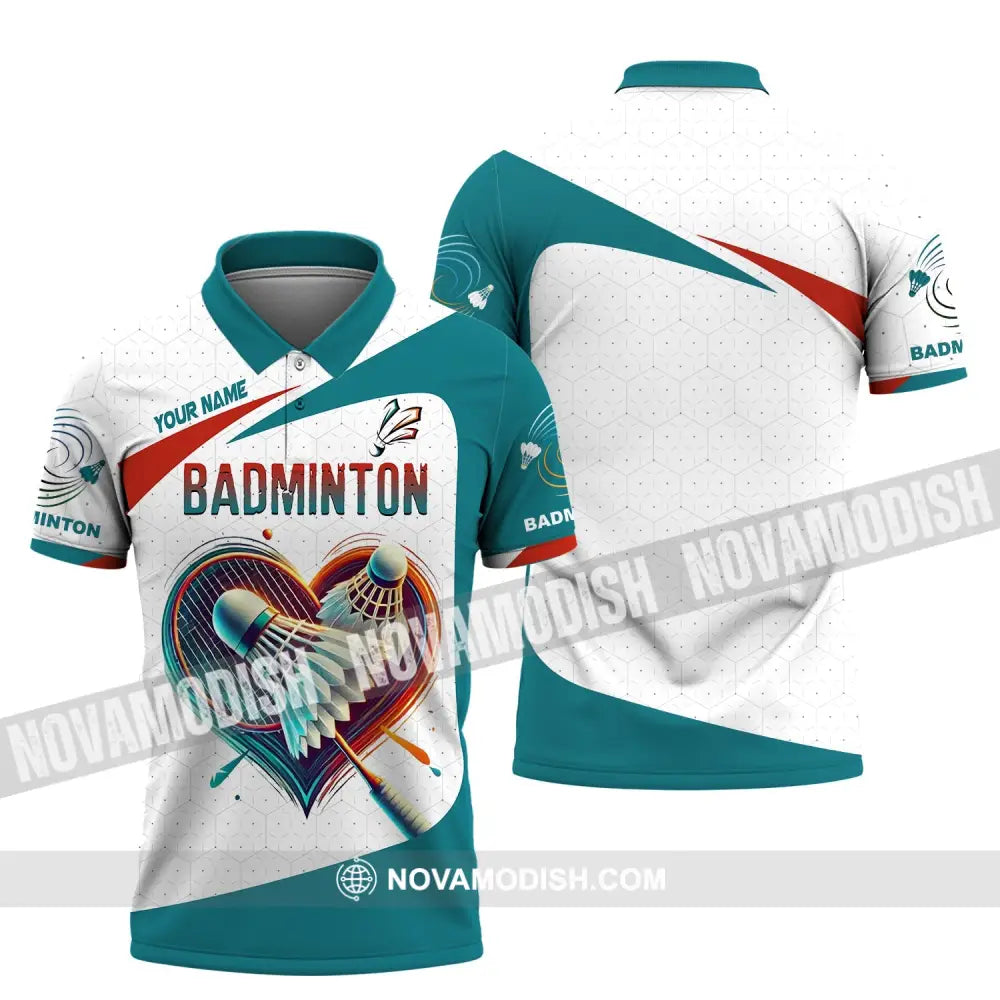 Unisex Shirt Custom Name Badminton T-Shirt For Club Gift Players Polo / S T-Shirt