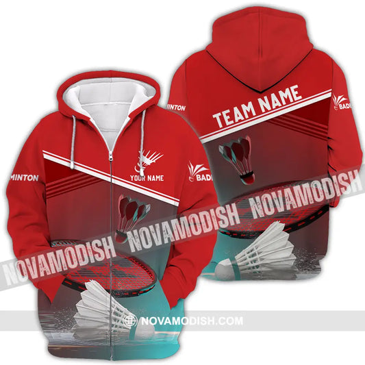 Unisex Shirt - Custom Name Badminton Shirt Zipper Hoodie / S T-shirt
