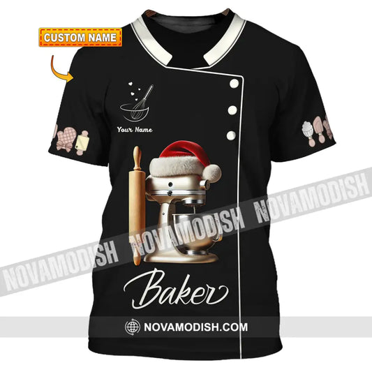 Unisex Shirt Custom Name Baker Bakery Shop T-Shirt Chef Polo Long Sleeve T-Shirt