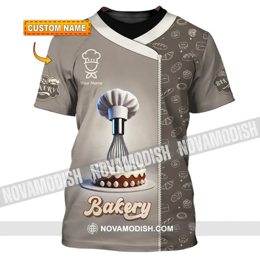 Unisex Shirt Custom Name Baker Bakery Shop T-Shirt Chef Polo Long Sleeve T-Shirt