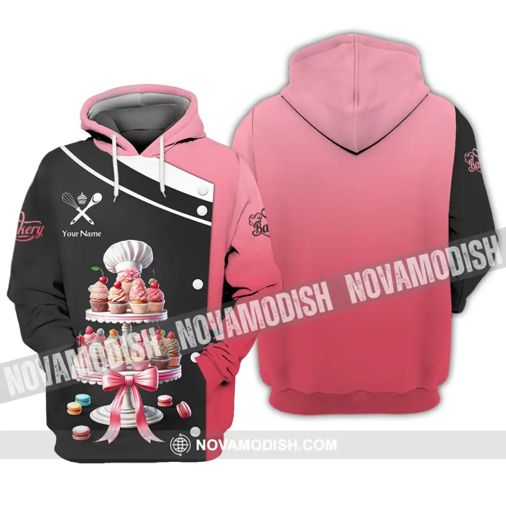 Unisex Shirt Custom Name Baker Bakery Shop T-Shirt Chef Polo Long Sleeve Hoodie / S T-Shirt