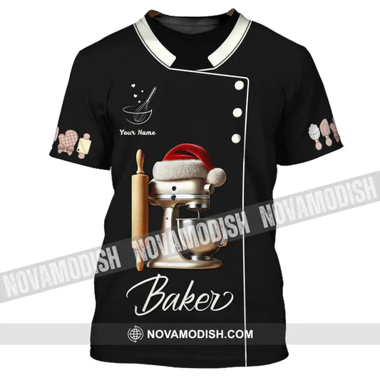 Unisex Shirt Custom Name Baker Bakery Shop T-Shirt Chef Polo Long Sleeve / S T-Shirt