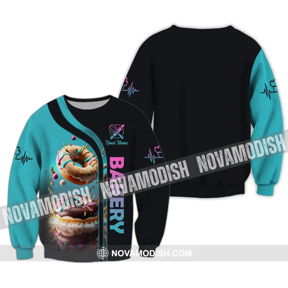Unisex Shirt Custom Name Baker Bakery Shop Uniform Chef Hoodie Baking Lovers Gift Long Sleeve / S