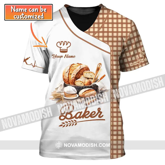 Unisex Shirt Custom Name Baker Bakery Uniform Chef Baking Lovers Gift T-Shirt