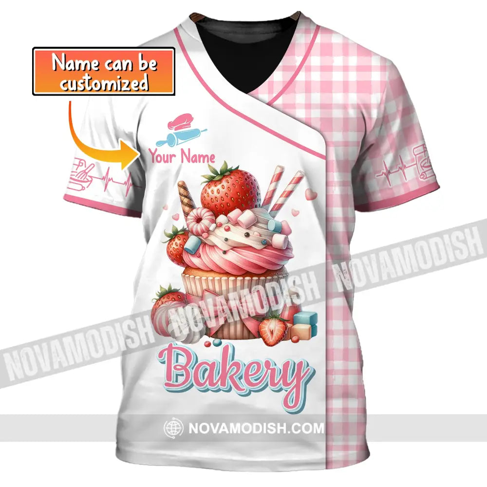 Unisex Shirt Custom Name Baker Bakery Uniform Chef Baking Lovers Gift T-Shirt