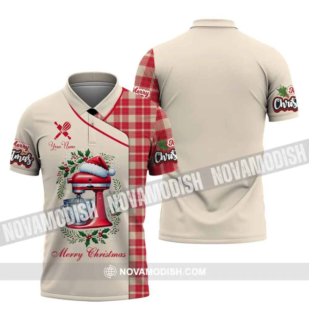 Unisex Shirt Custom Name Baker Christmas Polo Long Sleeve T-Shirt / S T-Shirt