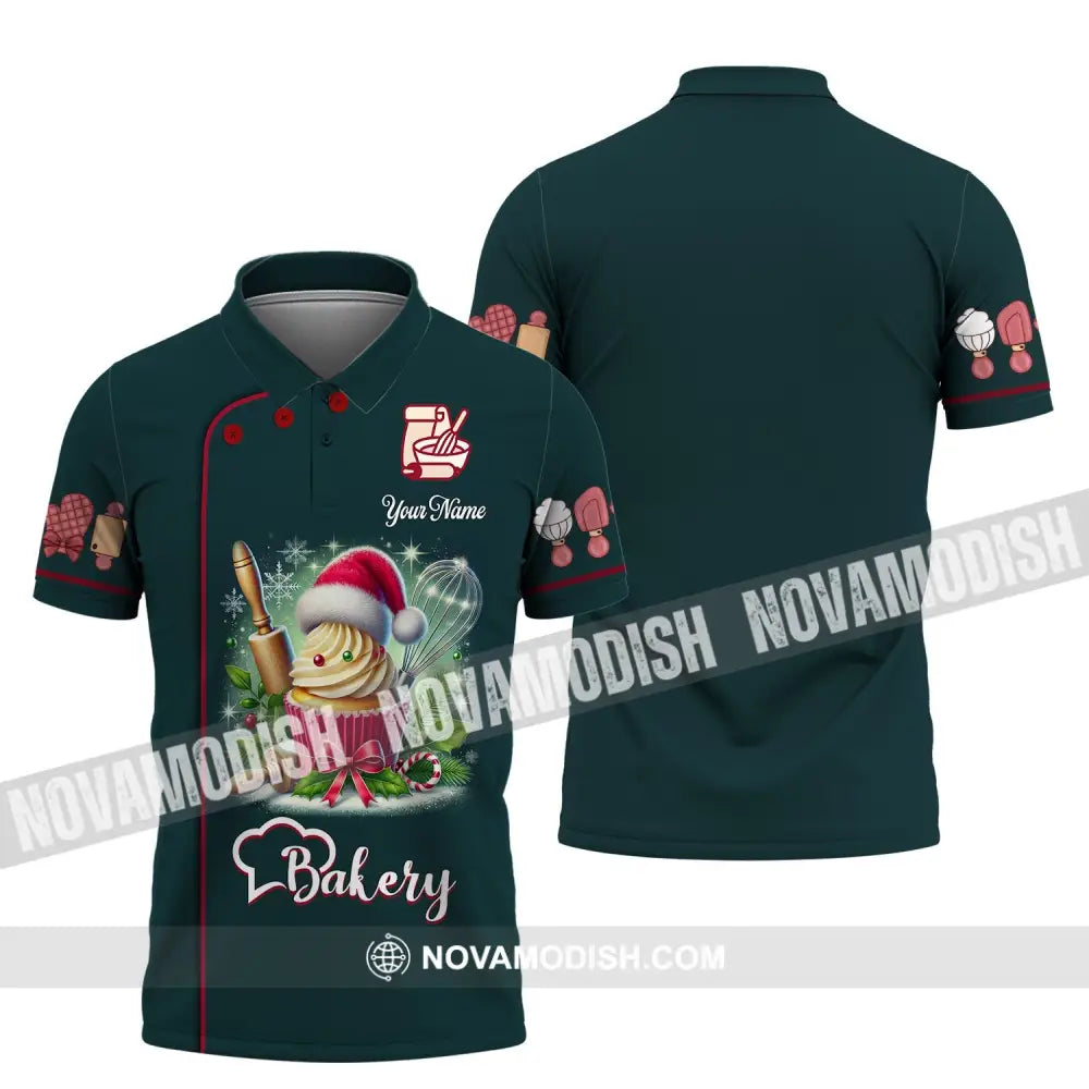 Unisex Shirt Custom Name Baker Christmas Polo Long Sleeve T-Shirt / S T-Shirt