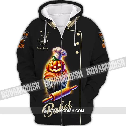 Unisex Shirt Custom Name Baker Halloween Polo Long Sleeve Gift Nh240905 Zipper Hoodie / S T-Shirt