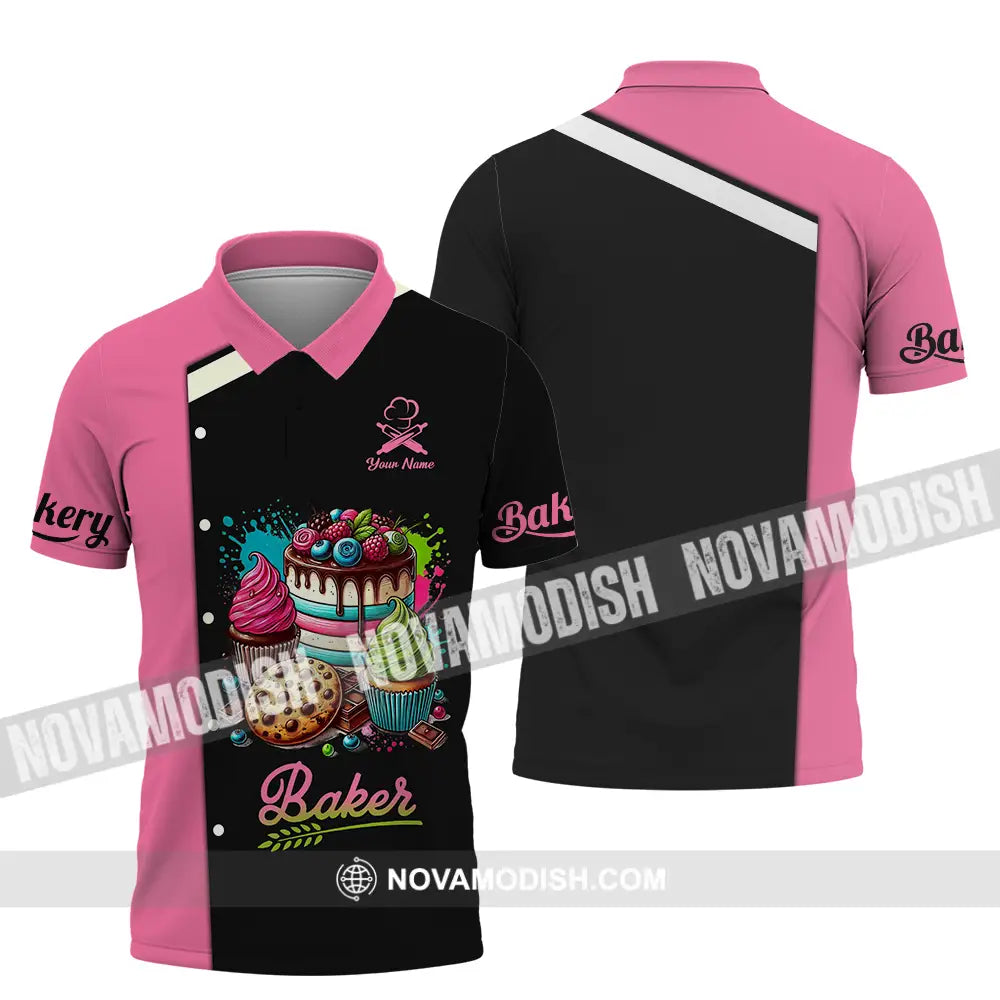 Unisex Shirt - Custom Name Baker Shirt Sweet Cake Polo Shirt / S T-shirt
