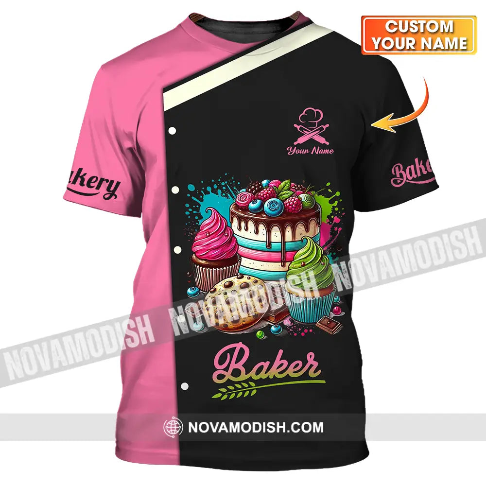 Unisex Shirt - Custom Name Baker Shirt Sweet Cake T-shirt