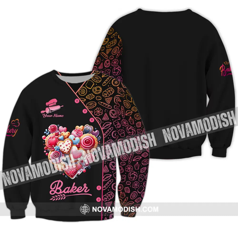 Unisex Shirt - Custom Name Shirt Baker Sweet Heart Long Sleeve / S T-shirt