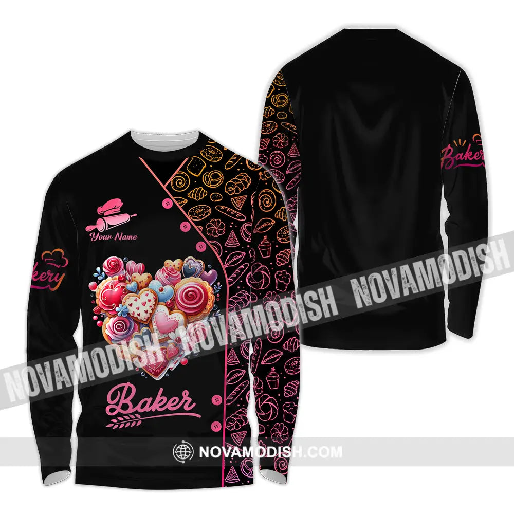 Unisex Shirt - Custom Name Shirt Baker Sweet Heart Long Sleeve Shirt / S T-shirt