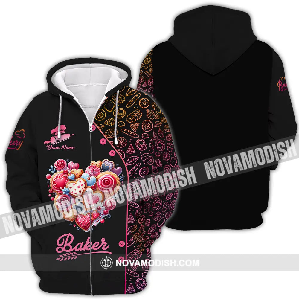 Unisex Shirt - Custom Name Shirt Baker Sweet Heart Zipper Hoodie / S T-shirt