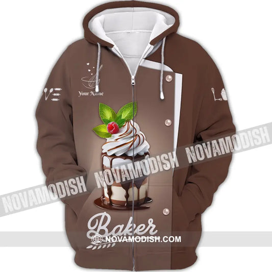 Unisex Shirt Custom Name Bakery Baker Chef Bakers Gift Zipper Hoodie / S T-Shirt