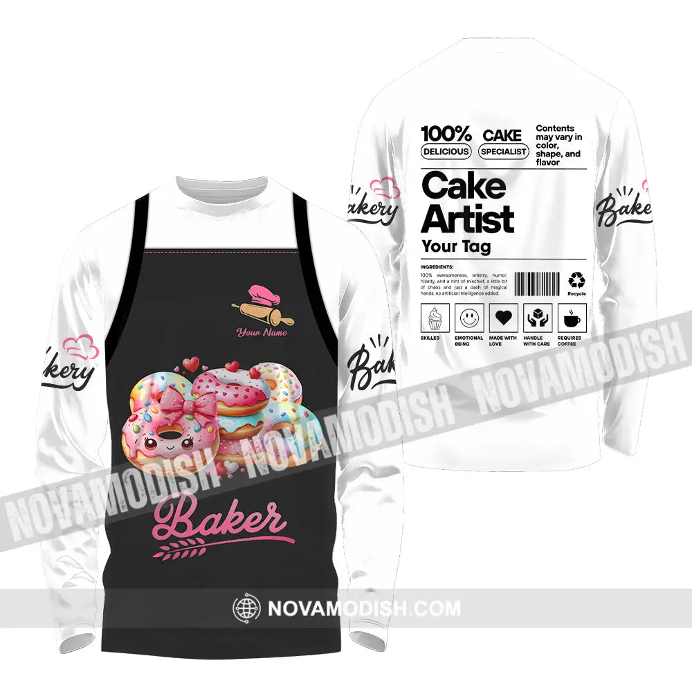 Unisex Shirt - Custom Name Shirt Bakery Cake Artist Long Sleeve Shirt / S T-shirt