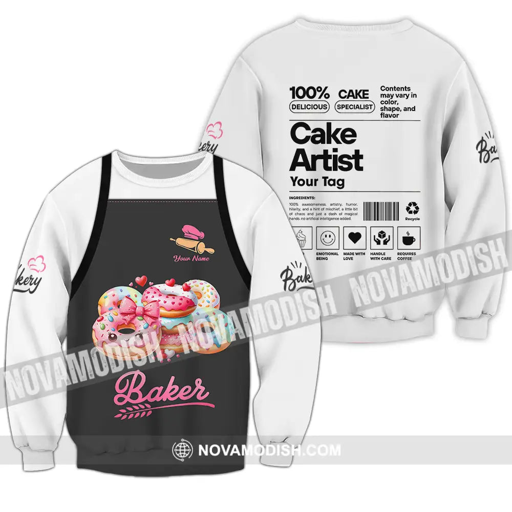 Unisex Shirt - Custom Name Shirt Bakery Cake Artist Long Sleeve / S T-shirt