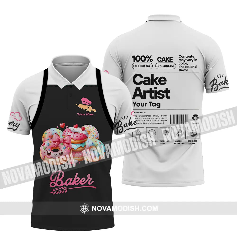 Unisex Shirt - Custom Name Shirt Bakery Cake Artist Polo Shirt / S T-shirt