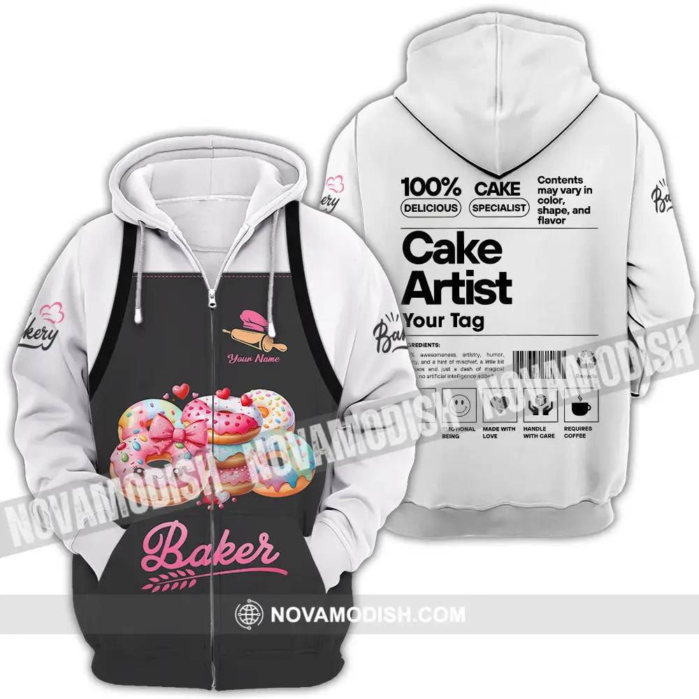 Unisex Shirt - Custom Name Shirt Bakery Cake Artist Zipper Hoodie / S T-shirt