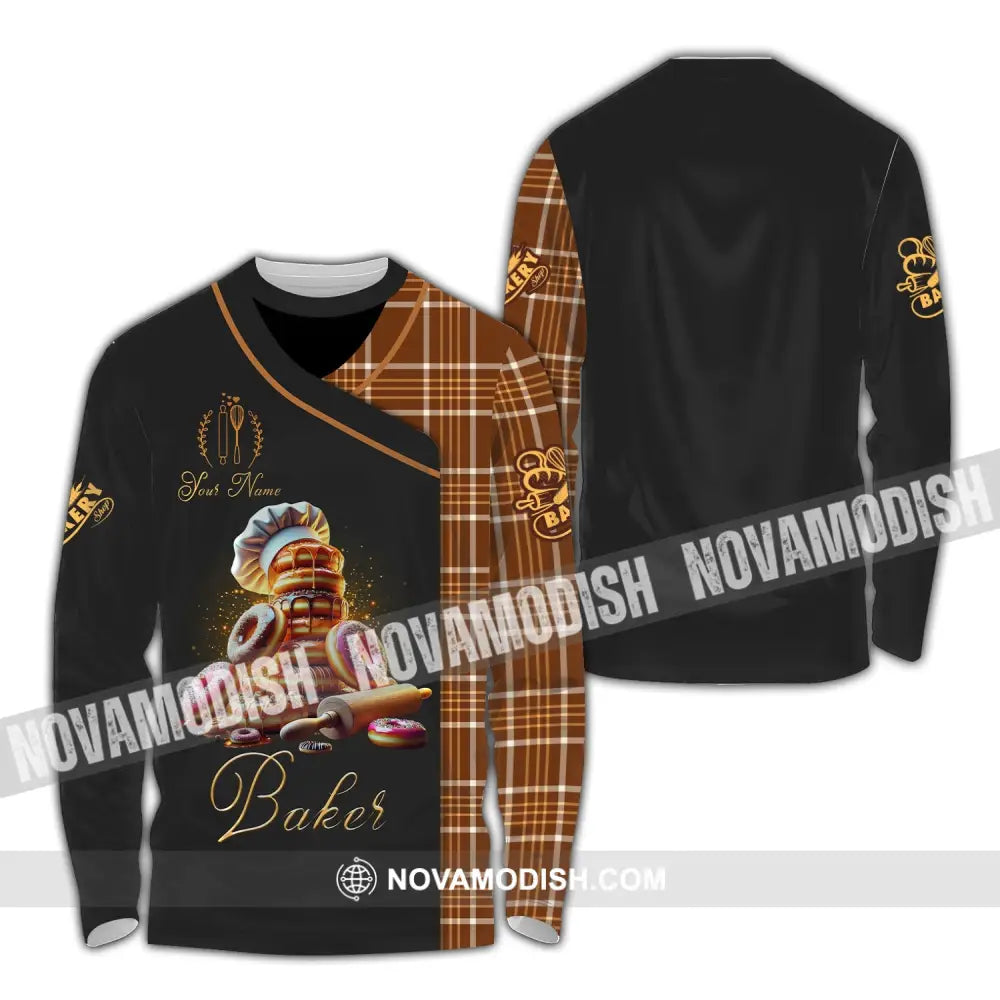 Unisex Shirt Custom Name Bakery Chef Shop T-Shirt Bakers Gift Long Sleeve / S T-Shirt