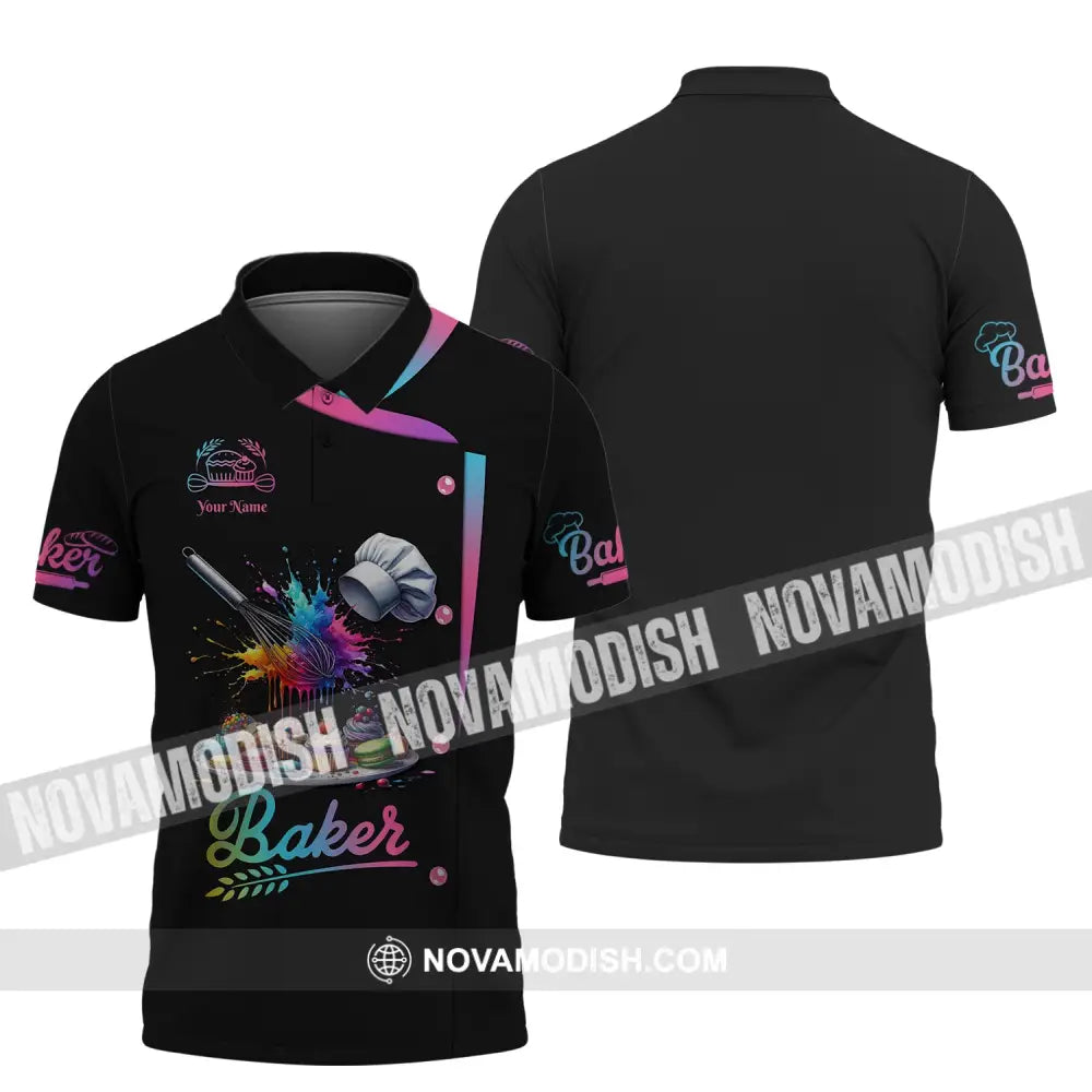Unisex Shirt Custom Name Bakery Chef Shop T-Shirt Bakers Gift Polo / S