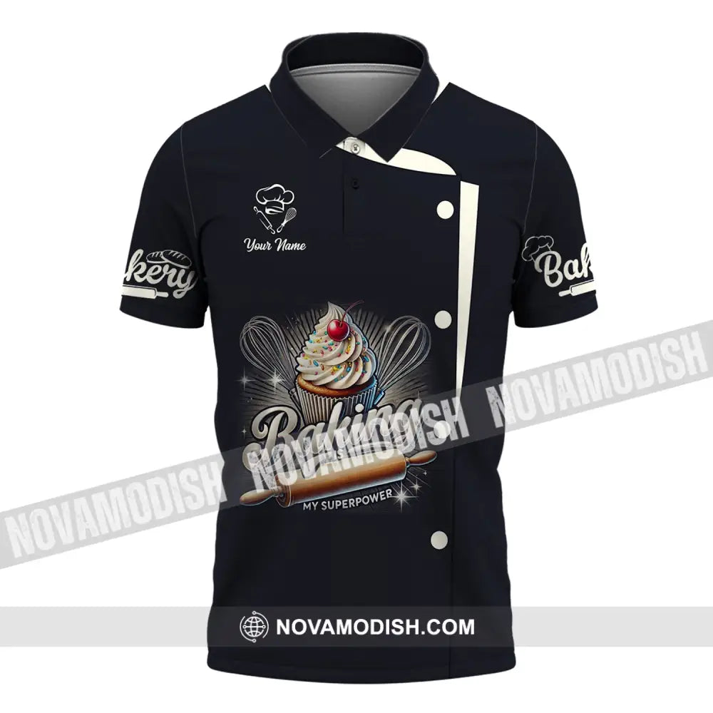 Unisex Shirt Custom Name Bakery Chef Shop T-Shirt Bakers Gift Polo / S T-Shirt