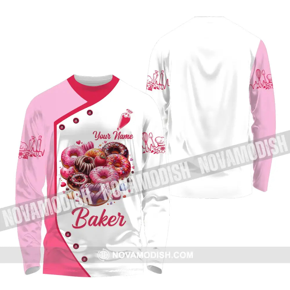 Unisex Shirt Custom Name Bakery Love Apparel Chef Polo Long Sleeve Shop T-Shirt / S