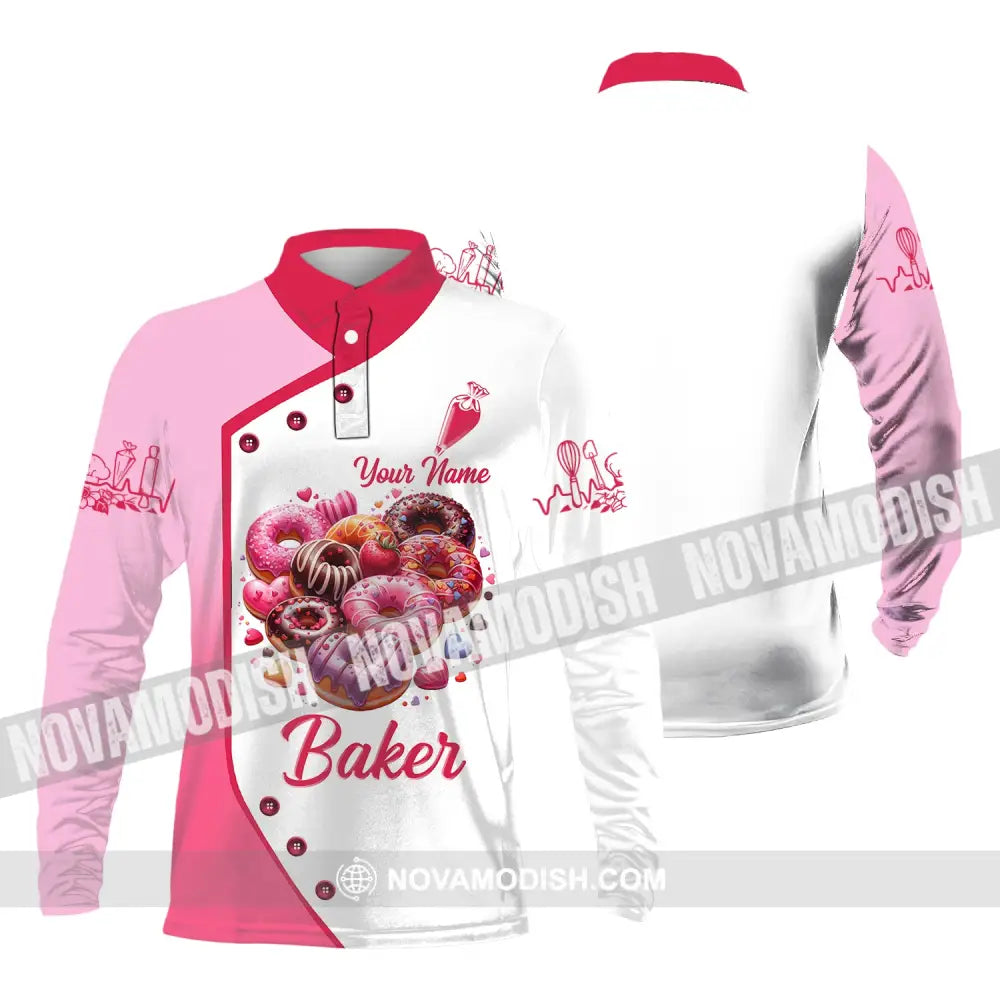 Unisex Shirt Custom Name Bakery Love Apparel Chef Polo Long Sleeve Shop T-Shirt / S