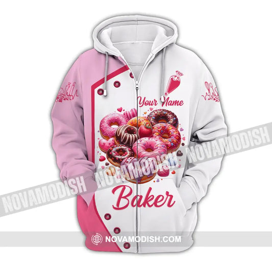 Unisex Shirt Custom Name Bakery Love Apparel Chef Polo Long Sleeve Shop T-Shirt Zipper Hoodie / S