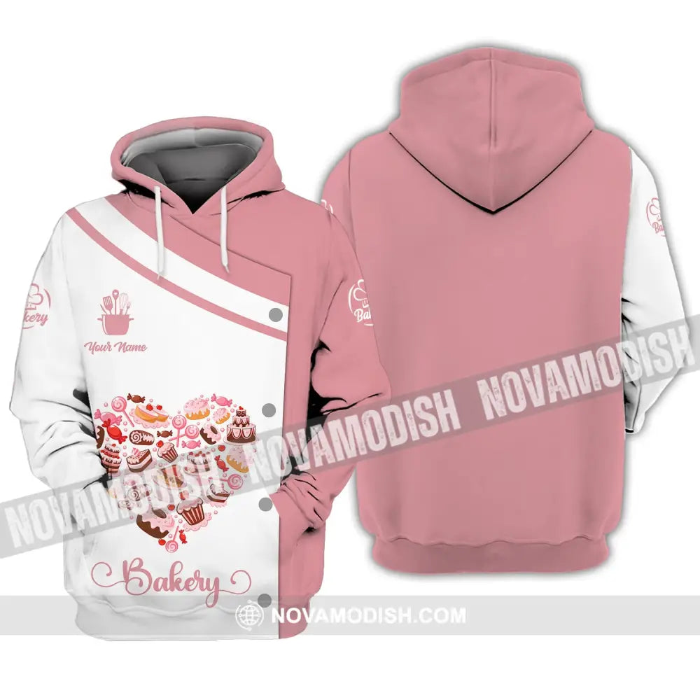 Unisex Shirt - Custom Name Shirt - Bakery Pink Heart Hoodie / S T-shirt
